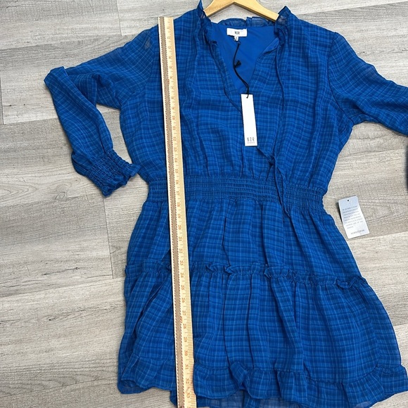 NSR Nordstrom Blue Plaid Smocked Waist Mini Dress - Size XL - Picture 6 of 6
